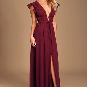 Burgundy Ruffled Maxi Dress